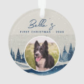 Puppy First KerstWinter Forest Dog Foto Ornament (achterkant)
