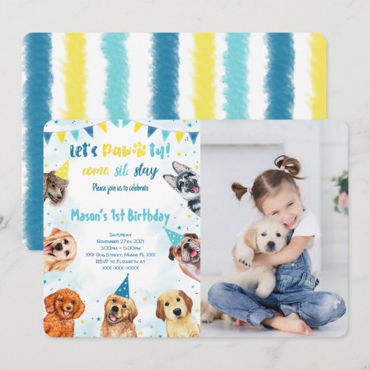 Puppy foto uitnodiging (Voorkant / Achterkant)