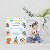 Puppy foto uitnodiging (Staand voorkant)