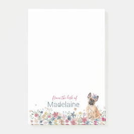 Puppy French Bull Dog Floral Personal Post-it® Notes