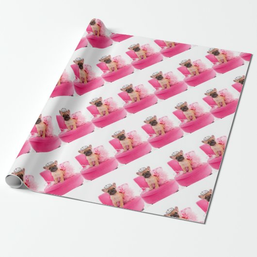 Puppy french bulldog disguised cadeaupapier (Uitgerold)