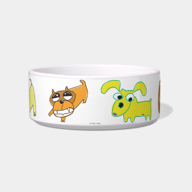 Puppy Geel Bruin Pet Bowls Voerbakje (Voorkant)