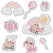 Puppy Girl Birthday Sticker (Voorkant)