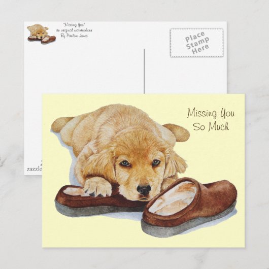 puppy golden recovery dog portret vermist je briefkaart (Voorkant / Achterkant)