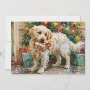 Puppy Goud Retriever Hond Kerstcadeau  Feestdagenkaart