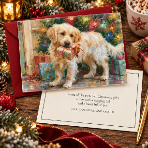 Puppy Goud Retriever Hond Kerstcadeau Feestdagenkaart