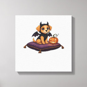 Puppy Halloween Klassiek T-shirt Canvas Afdruk