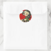 Puppy hart | VALENTIJN | Ronde Stickers (Tas)