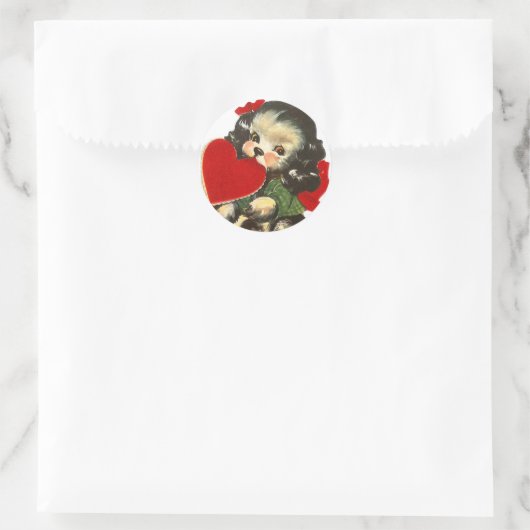 Puppy hart | VALENTIJN | Ronde Stickers (Tas)