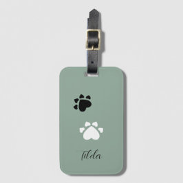 Puppy Heart Paws Monogrammed Bagagelabel