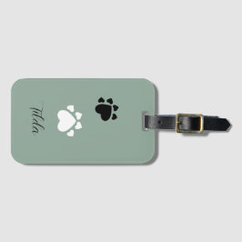 Puppy Heart Paws Monogrammed Bagagelabel