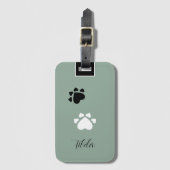 Puppy Heart Paws Monogrammed Bagagelabel (Voorkant (verticaal))