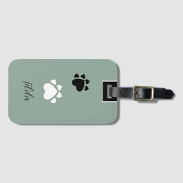 Puppy Heart Paws Monogrammed Bagagelabel