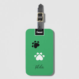Puppy Heart Paws Monogrammed Bagagelabel