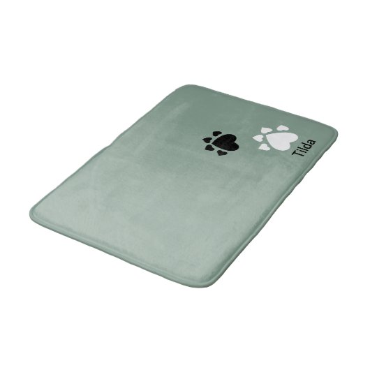 Puppy Heart Paws Pattern Black and White Badmat (Gekanteld)