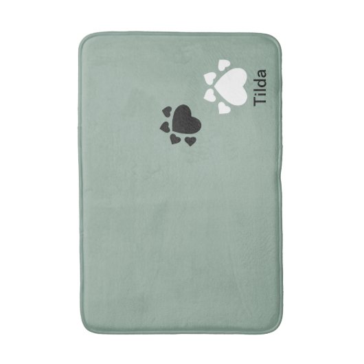 Puppy Heart Paws Pattern Black and White Badmat (Voorkant Verticaal)