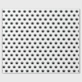 Puppy Heart Paws Pattern Black and White Cadeaupapier (Vlak)