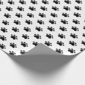 Puppy Heart Paws Pattern Black and White Cadeaupapier (Hoek)
