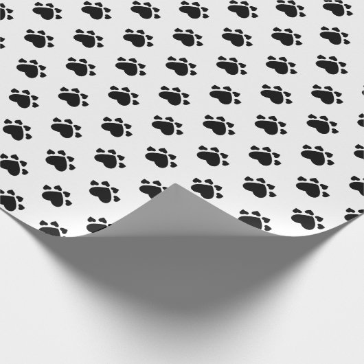Puppy Heart Paws Pattern Black and White Cadeaupapier (Hoek)