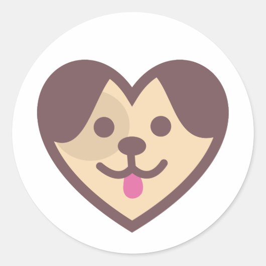 Puppy Heart Ronde Sticker (Voorkant)