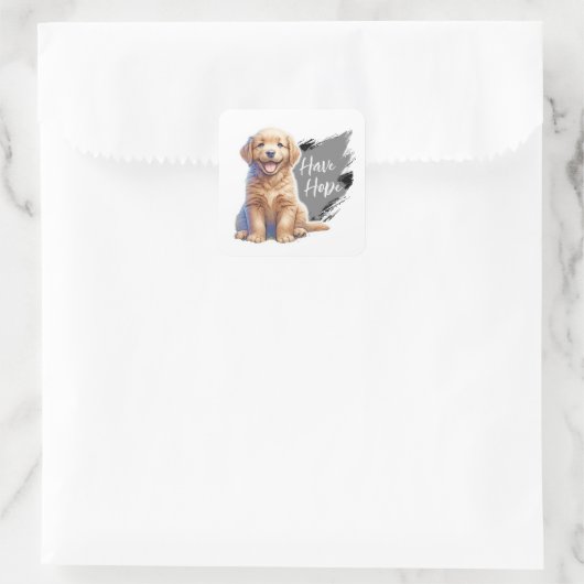 Puppy heeft hoop vierkante sticker (Tas)