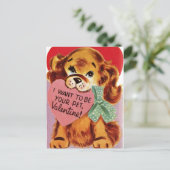 Puppy Holds Heart Valentijn Feestdagenkaart (Staand voorkant)