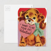 Puppy Holds Heart Valentijn Feestdagenkaart (Voorkant / Achterkant)