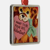  Puppy Holds Heart Valentijn Metalen Ornament (Rechts)