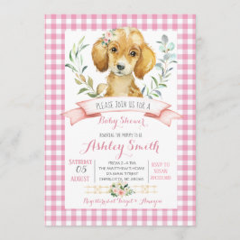 Puppy hond baby shower uitnodiging roze meisje