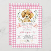 Puppy hond baby shower uitnodiging roze meisje (Voorkant / Achterkant)
