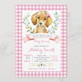 Puppy hond baby shower uitnodiging roze meisje