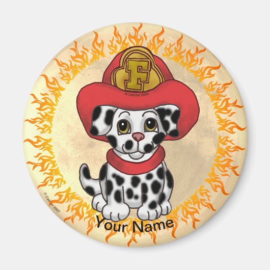Puppy Hond Brandweerman  Magneet (Voorkant)