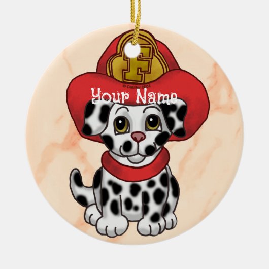 Puppy hond brandweerman ornament (Voorkant)