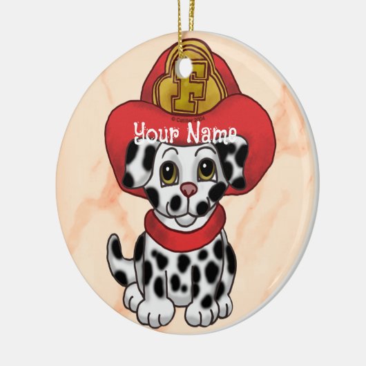 Puppy hond brandweerman ornament (Links)