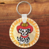 Puppy Hond Brandweerman  Sleutelhanger (Voorkant)