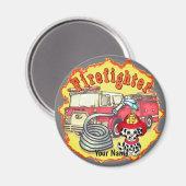 Puppy Hond Brandweerwagen Brandweerman Magneet (Voorkant / Achterkant)