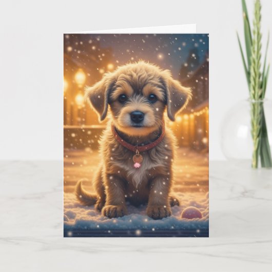 Puppy Hond en Kerstmis Quote Kaart (Voorkant)