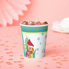 Puppy hond en sneeuwvlok papieren bekers