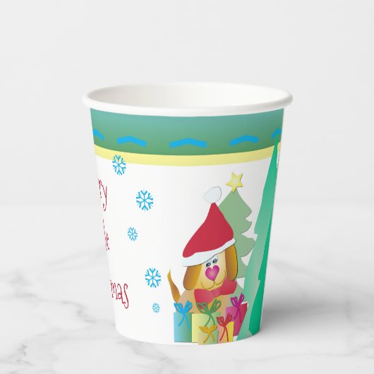 Puppy hond en sneeuwvlok papieren bekers (Achterkant)