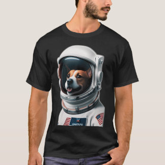 Puppy hond in astronautenpak t-shirt