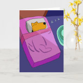 Puppy hond in bed Wenskaart Kaart (Gele Bloem)