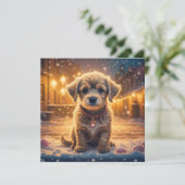 Puppy Hond in de Sneeuw Gepersonaliseerde Kerstmis Kaart (Staand voorkant)