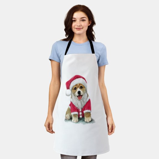 Puppy Hond in Sinterklaas kostuum Schort (Gedragen)