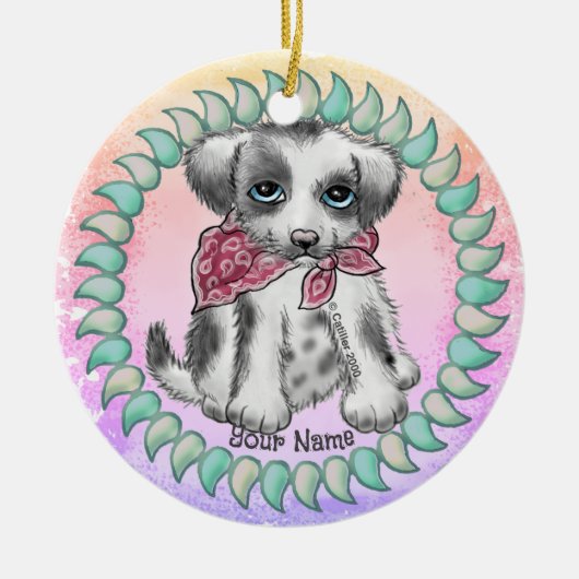 Puppy Hond  Keramisch Ornament (Voorkant)