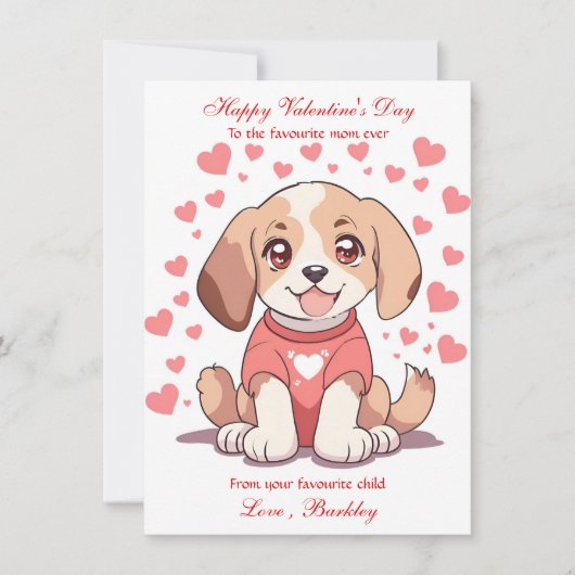 Puppy hond kinderen geven beste moeder valentijnsd feestdagenkaart (Voorkant)