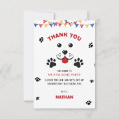puppy hond laat pawty verjaardag jongen bedankkaart (Voorkant)