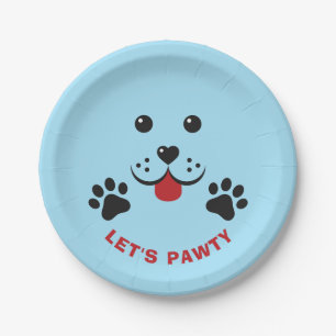 puppy hond laat pawty verjaardag jongen papieren bordje