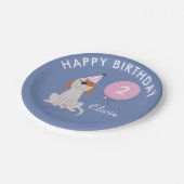 puppy hond meisjes verjaardagsfeestje papieren bordje (Gekanteld)