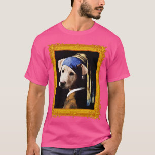 Puppy Hond Met Een Parel Oorbel Vermeer Parodie Fr T-shirt
