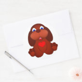 Puppy hond met rood hart ronde sticker (Envelop)
